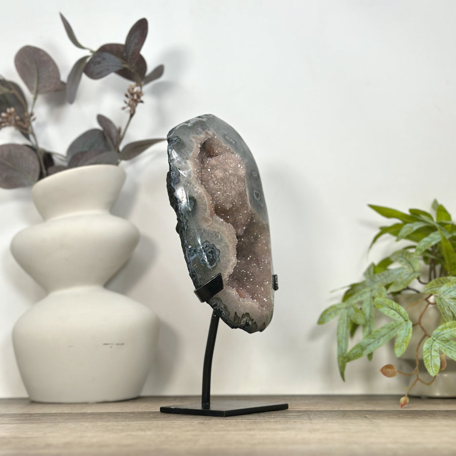 Natural Sugar Quartz Specimen on Metal Stand - MWS3197
