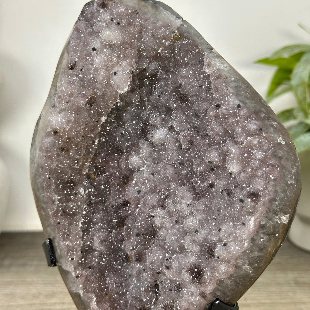 Unique Natural Sugar Amethyst Crystal Geode on Stand - MWS3383