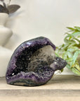 Natural Uruguayan Amethyst Geode with Calcite Formation Covered with Sugar Quartz Crystals - CBP1412