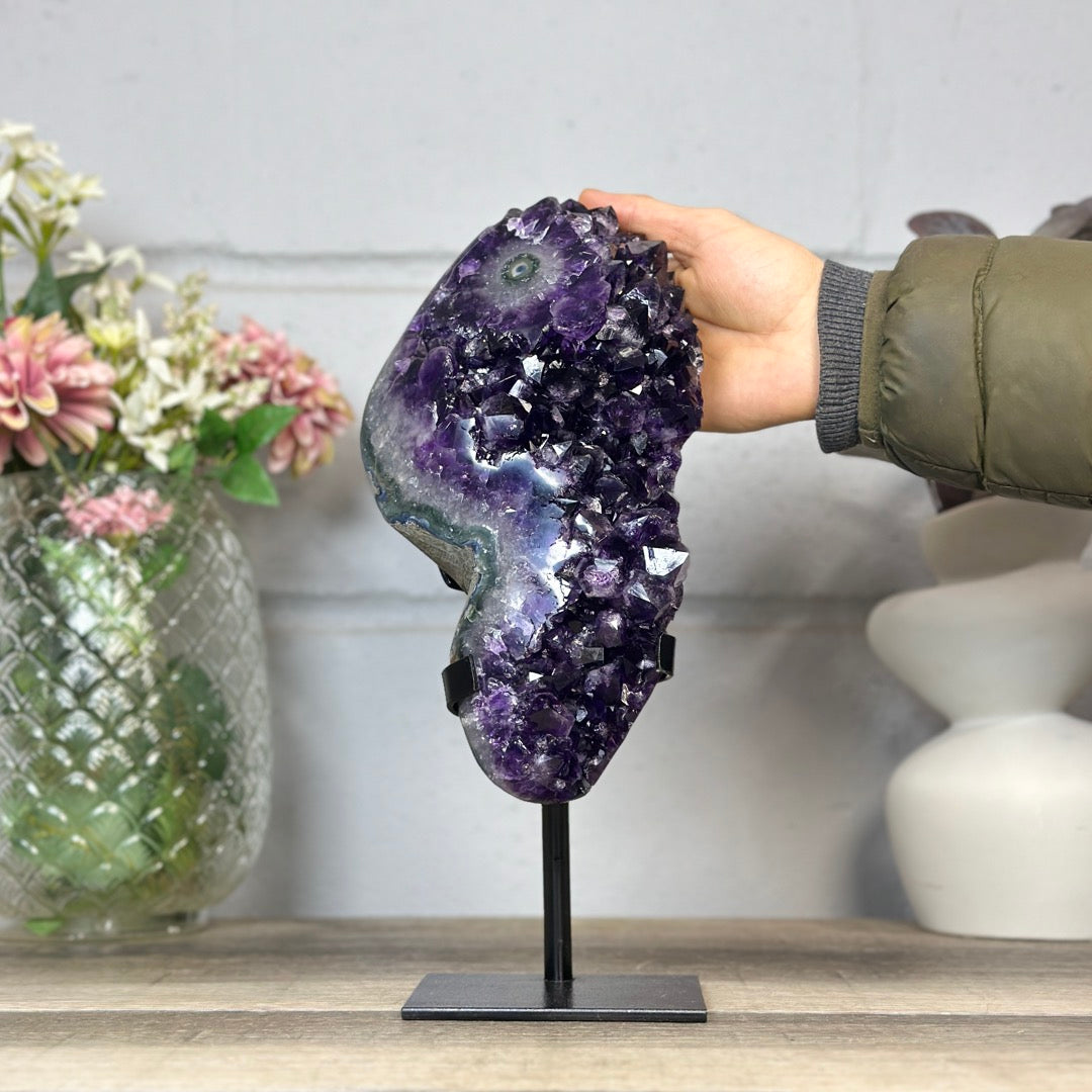 Natural A Grade Amethyst Cluster with Stand - MWS3400