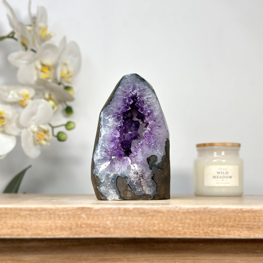 Natural Amethyst Cave Geode with Calcite Crystal Inclusion - CBP1108