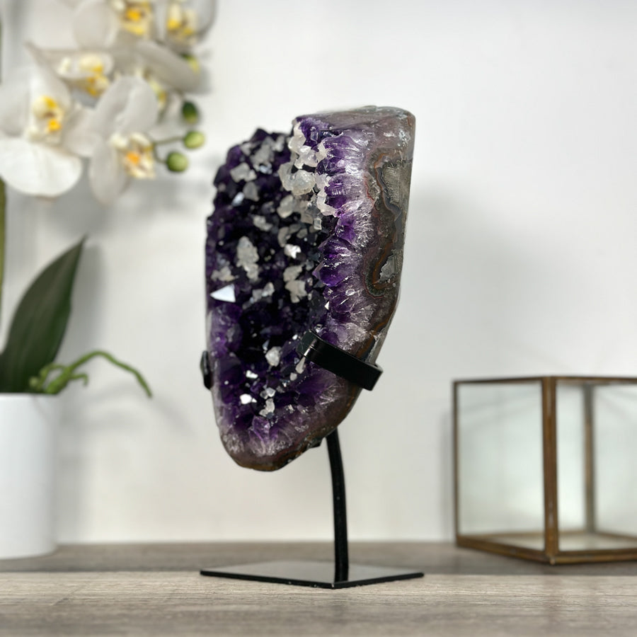 Amethyst Crystal Cluster with Calcites Formations on Stand - MWS2630