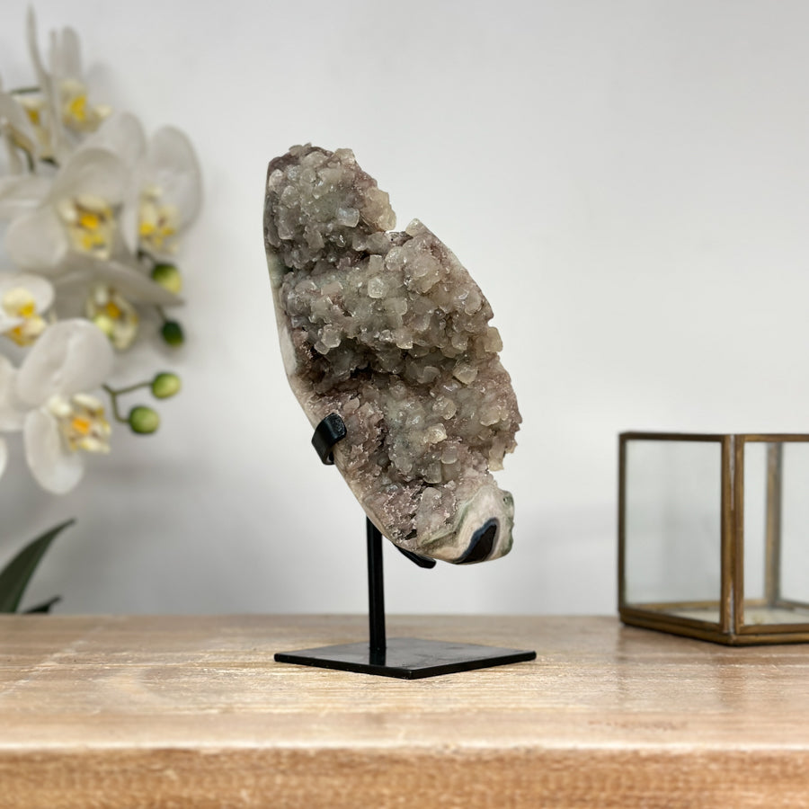 Rare Jasper &amp; Quartz Druzy Stalactite Covered with Calcite Crystals - MWS0383