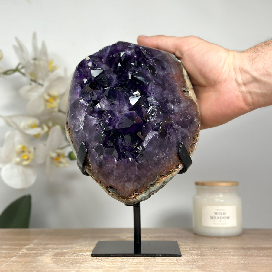 Uruguayan Amethyst &amp; Jasper Cluster with Huge Deep Purple Crystals - MWS1523