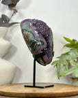 Amethyst & Green Jasper Geode on Metal Stand - MWS3101