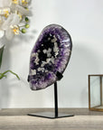 Amethyst Geode with Calcite Crystal Highlights for Home Decor - MWS2682