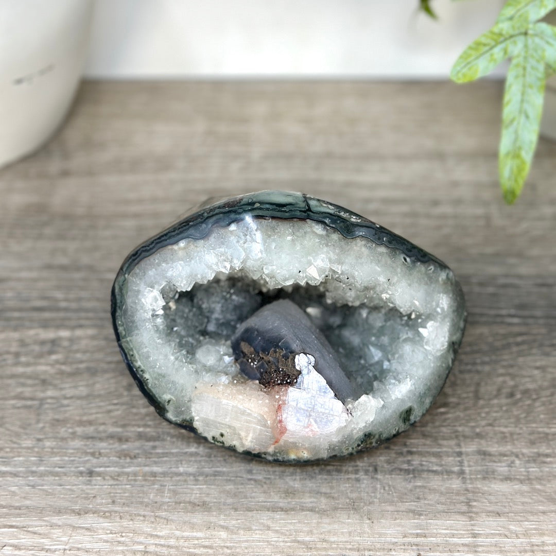 Natural Quartz Geode with Calcite Inclusion - STGE0116