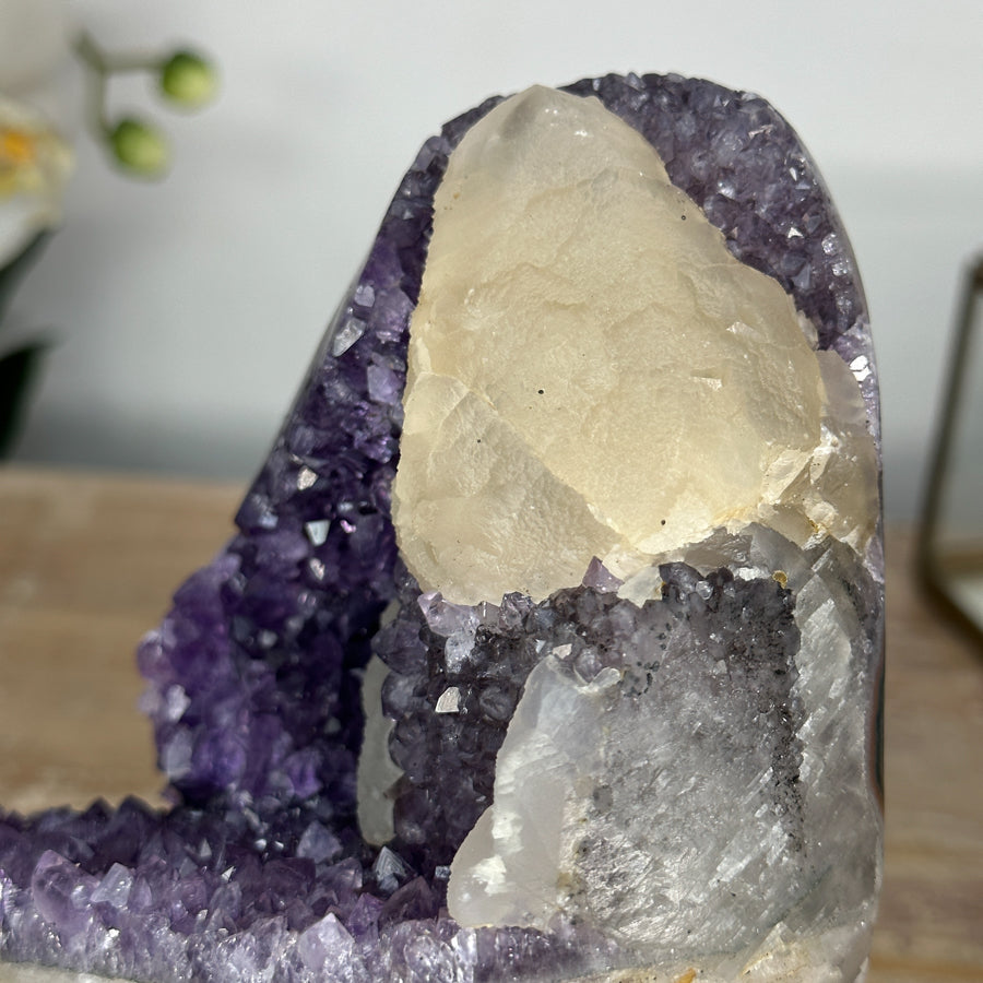 Natural Calcite &amp; Amethyst Specimen, Stand Included - MWS1964