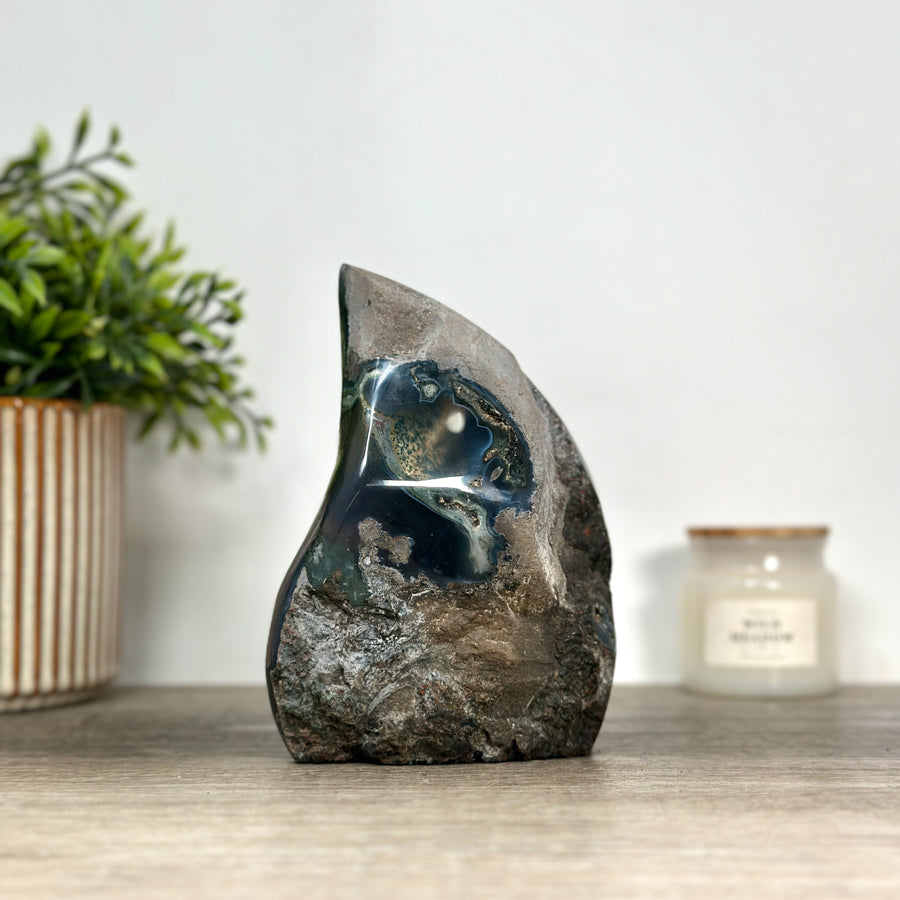 Amethyst &amp; Agate Stone Flame Carving - FST0163