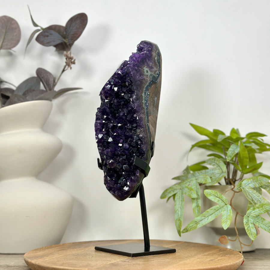 Natural Deep Purple Amethyst Cluster on Metal Stand - MWS3121