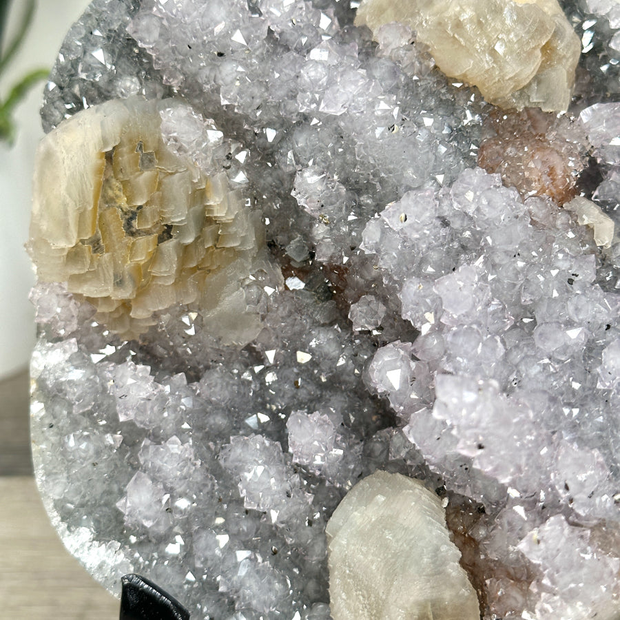 Amethyst and Calcite Crystal Cluster with stalctite Formations on Stand - MWS2607