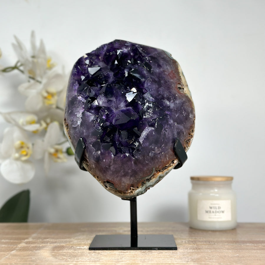 Uruguayan Amethyst &amp; Jasper Cluster with Huge Deep Purple Crystals - MWS1523