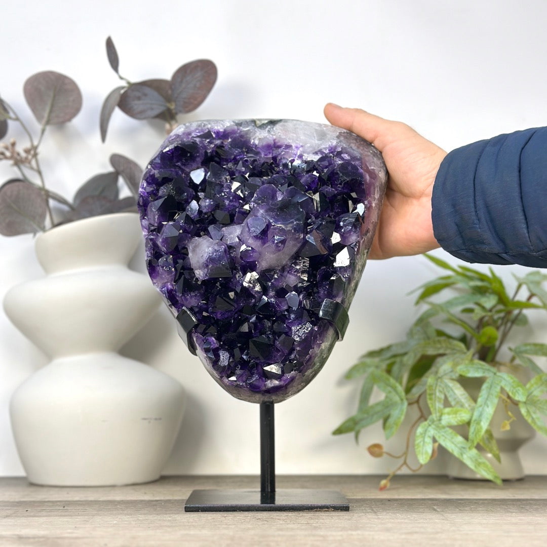 Top Grade Uruguayan Amethyst with Deep Purple Large Crystals on Stand - MWS3281
