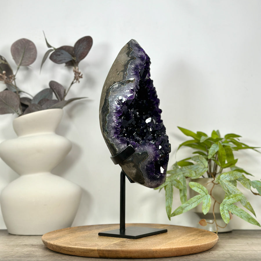 Natural Amethyst Crystal Specimen with Huge Deep purple Crystals - MWS3124
