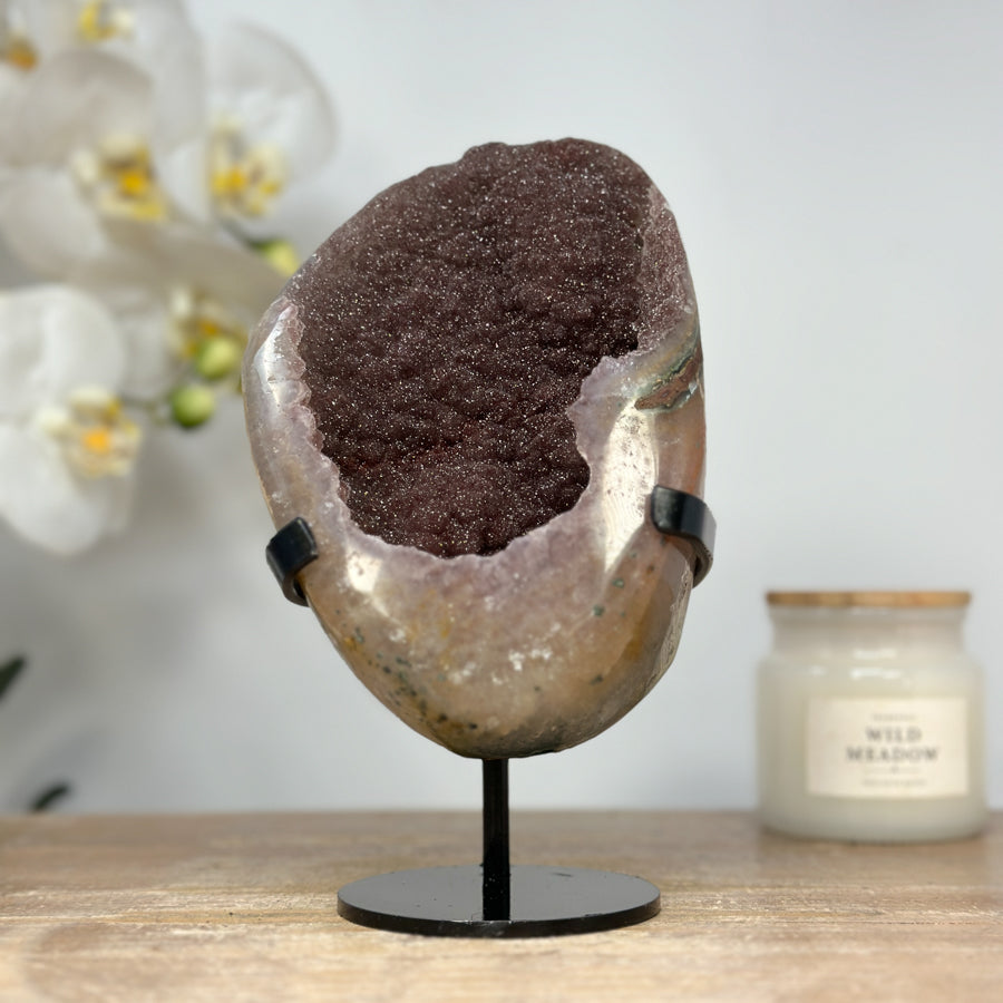 Beautiful Rose Tone Sugar Druzy Geode - MWS1462