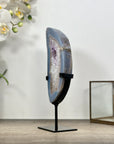 Blue Banded Agate Stone Slice on Metal Stand - MWS3002