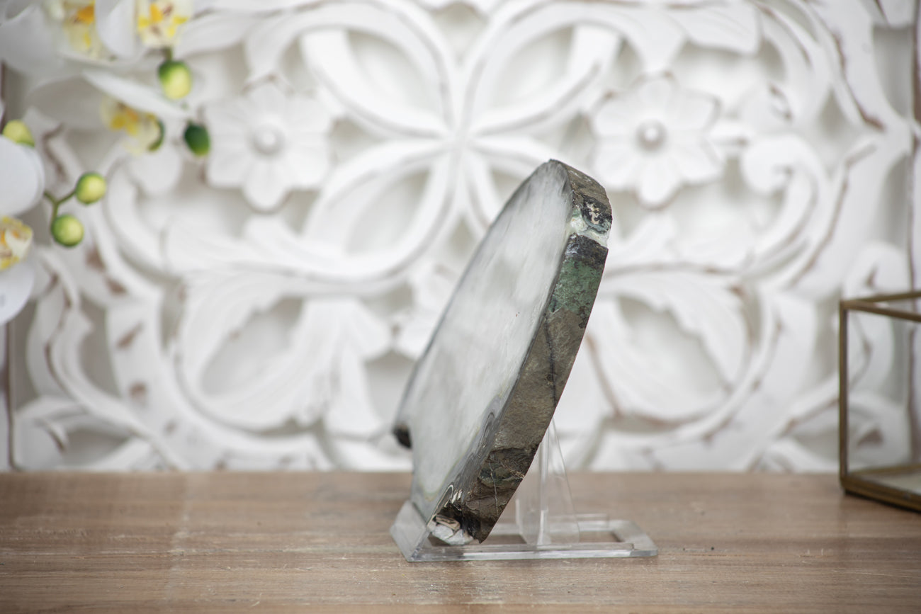 Natural Quarta &amp; Green Jasper Slice Tray for Home Decor - SLC0018