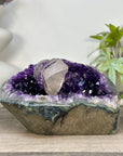 Deep Purple Amethyst Geode with Calcite Crystal - STGE0096
