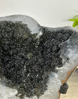 Unique Natural Black Amethyst Geode on Metal Stand - MWS3387