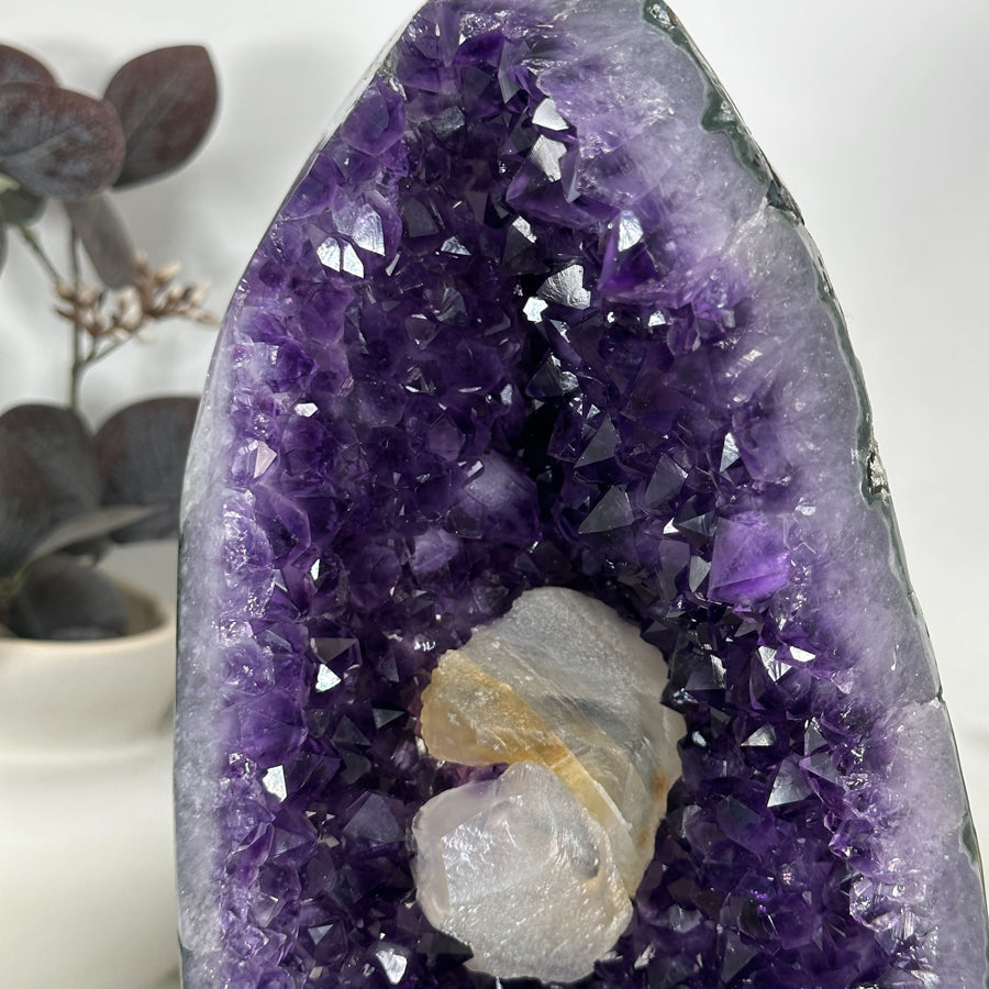 Uruguayan Amethyst Geode with Unique Calcite Crystal Formation - MWS3090