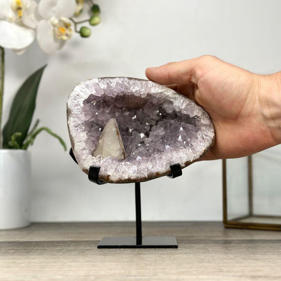 Amethyst Stone Geode with Calcite Crystal - MWS2840