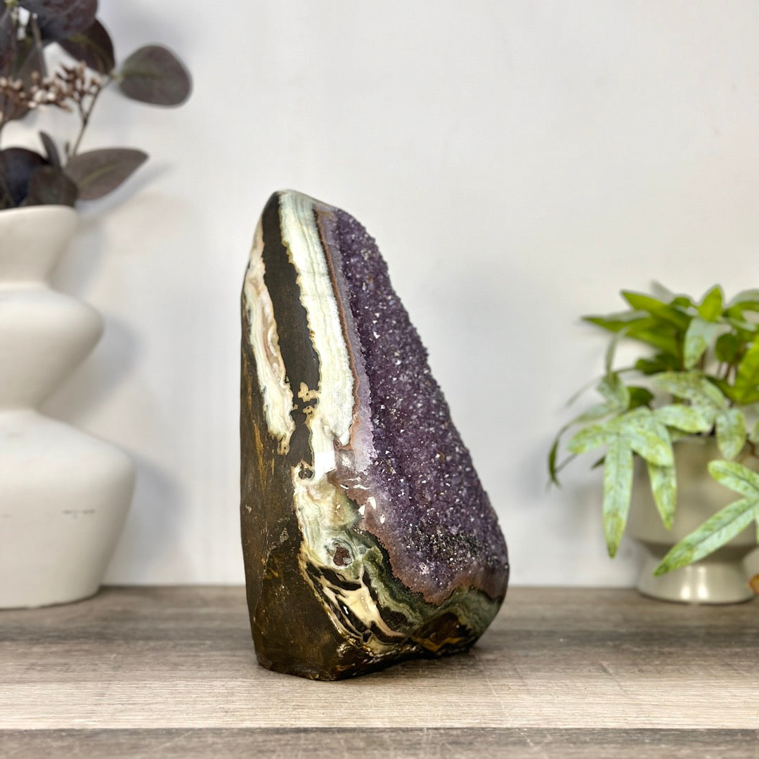 Huge Natural Amethyst Cathedral with Unique Green Jasper Shell - CBP1430