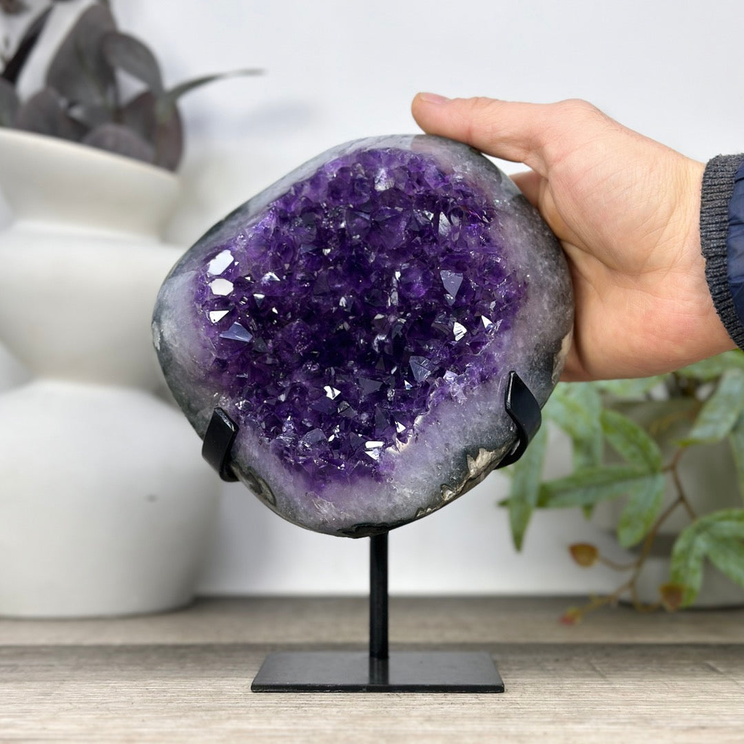 Amethyst Geode on Metal Stand with Unique Shinny Crystals - MWS3312