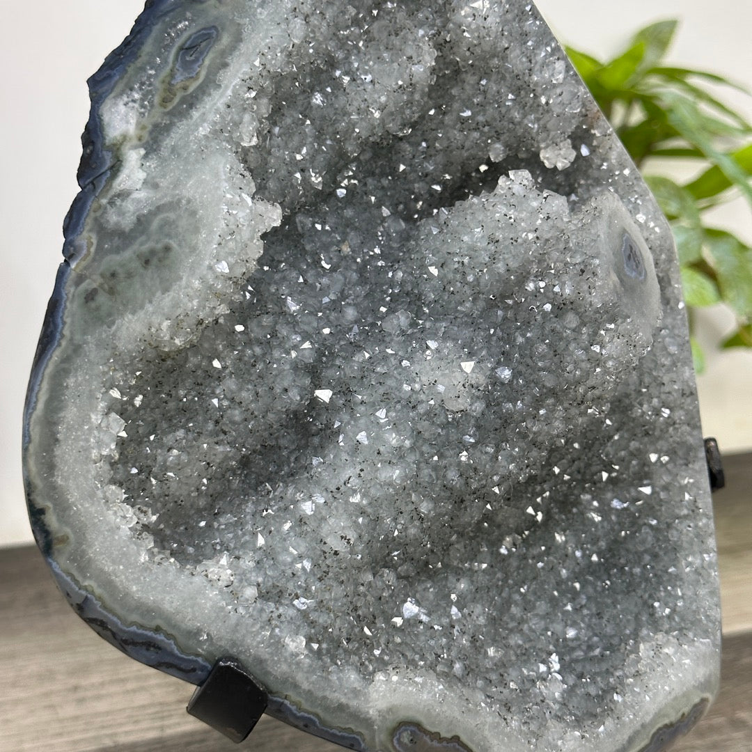 Natural Green Tone Quartz Geode with Stalactite Formations - MWS3362