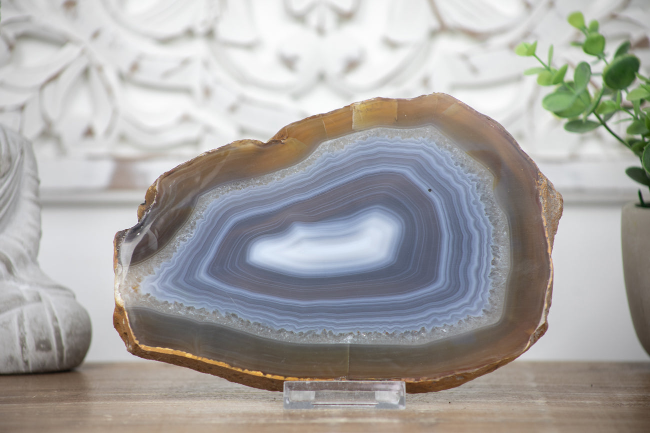 Natural Blue Banded Agate Slice - SLC0003