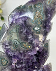 Amethyst Leaf Carving on Stand with Deep Purple Crystals - MWS2813
