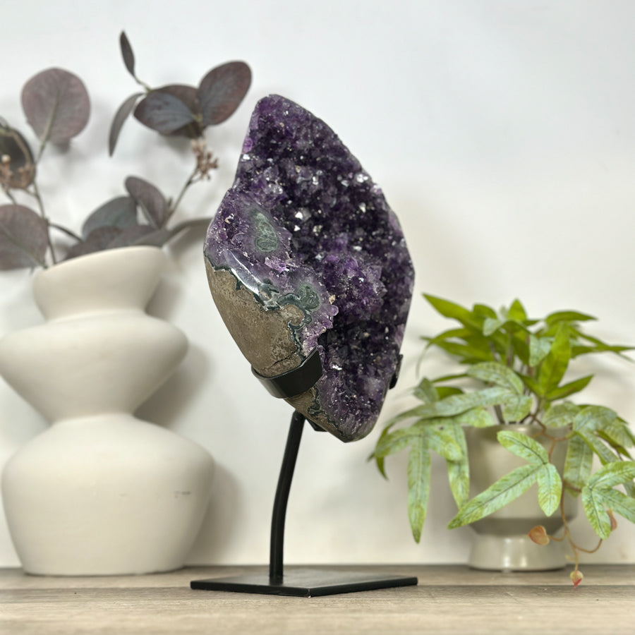 Natural Amethyst Crystal Cluster with Stand from Uruguay - MWS3175