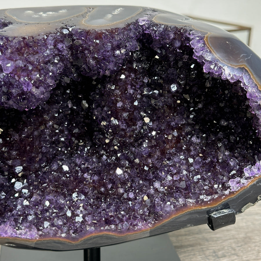 Deep Purple Amethyst Crystal Geode on Stand – Home or Office Decor Display - MWS2628