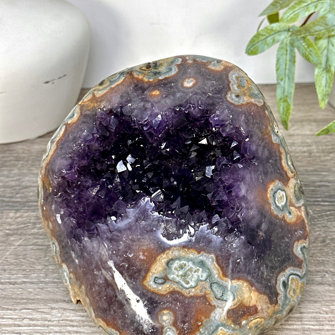 Natural Amethyst &amp; Jasper Stone Geode from Uruguay - STGE0094