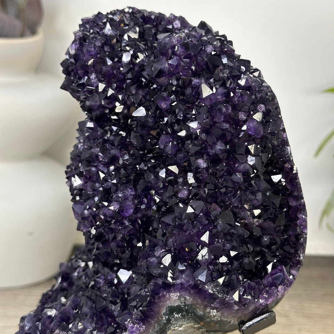 A Grade Natural Amethyst Crystal Specimen on Metal Stand - MWS3390