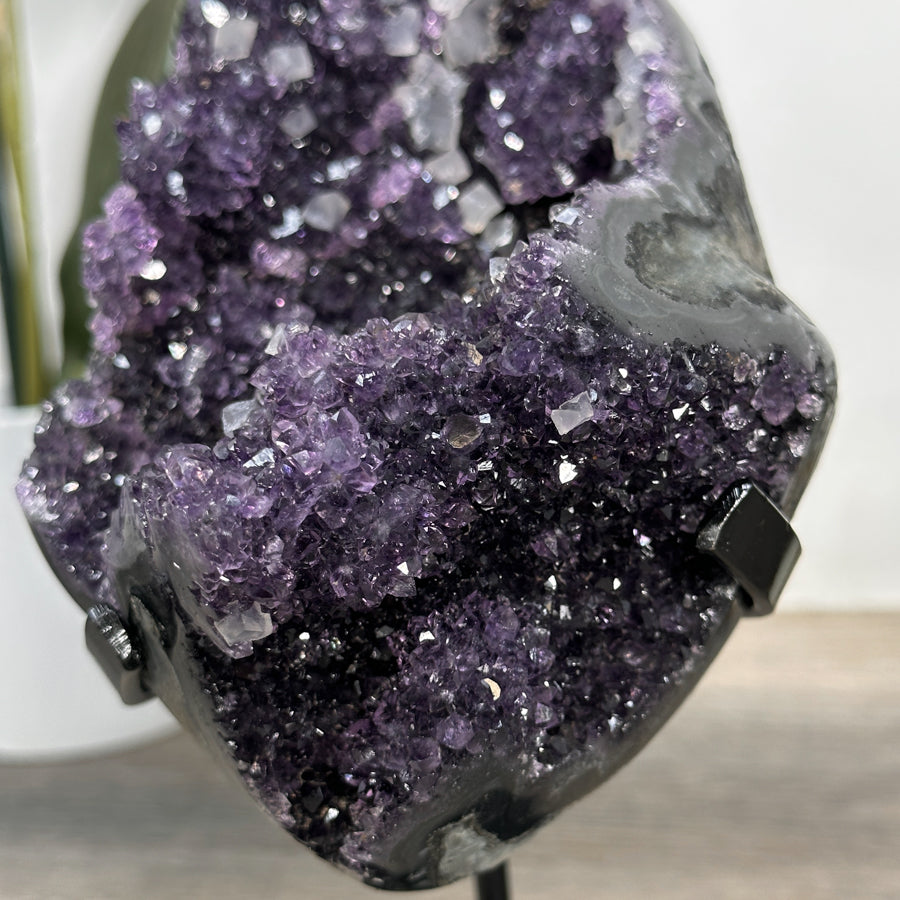 Stunning Natural Amethyst Crystal Cluster with Calcite Inclusions - MWS2258
