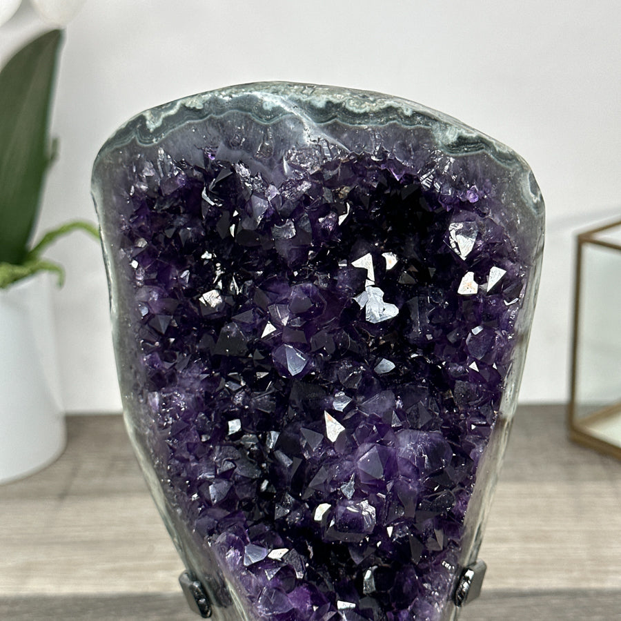 Deep Purple Uruguayan Amethyst Geode on Metal Stand - MWS2774