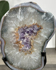Agate Geode on Stand with Druzy Center – Natural Crystal Display Piece - MWS2903