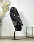 Natural Amethyst with Calcite Inclusions on Metal Stand - MWS2489