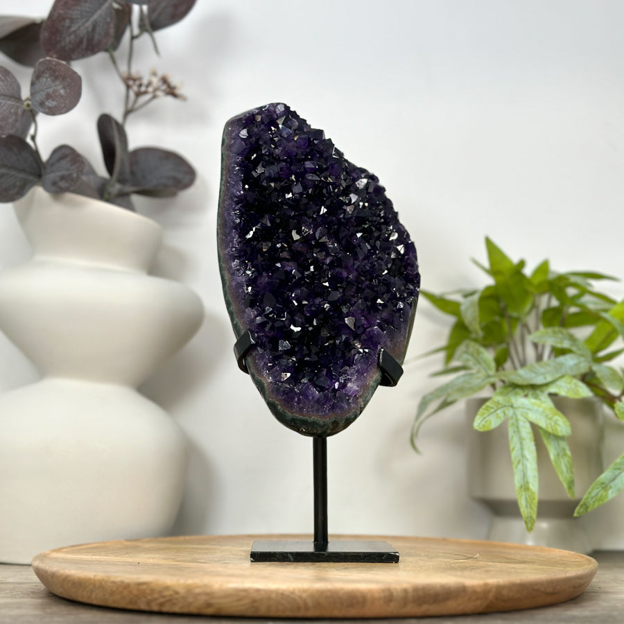 Unique Natural Amethyst Crystal Cluster on Stand - MWS3063