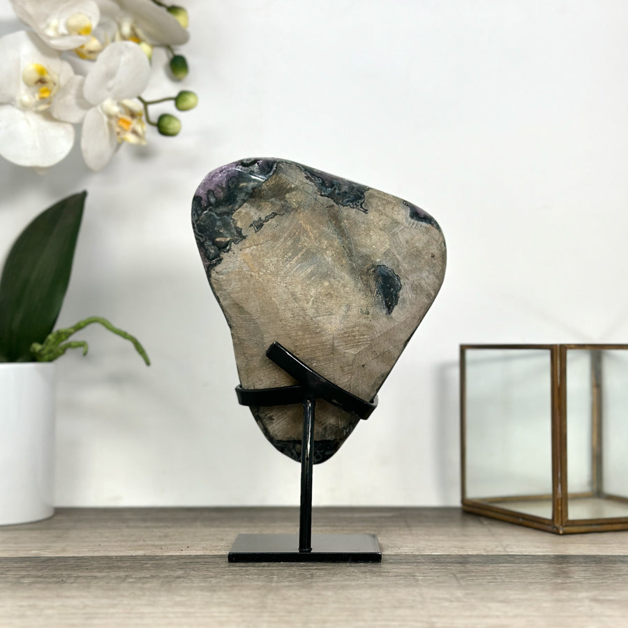 Uruguayan Amethyst Crystals Specimen on Metal Stand - MWS2816