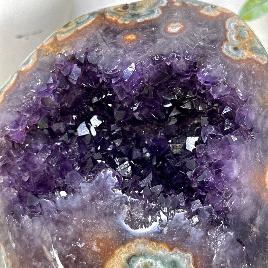 Natural Amethyst &amp; Jasper Stone Geode from Uruguay - STGE0094