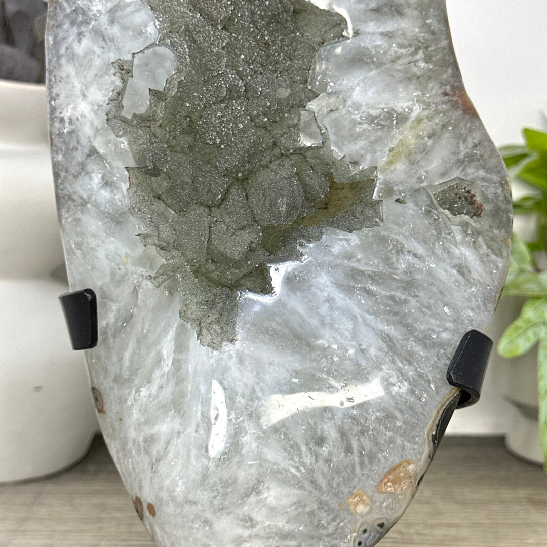 XXL Natural Green Sugar Quartz Specimen Statement Piece on Metal Stand - MWS3366