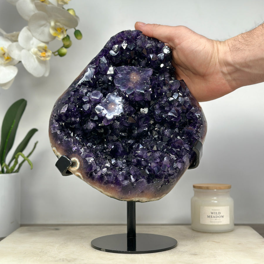 Large Top Quality Amethyst Stone Specimen, Deep Purple Color &amp; Shinny Crystals - MWS1429