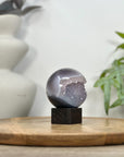 Blue agate & Quartz Druzy Sphere Geode - SPH0197