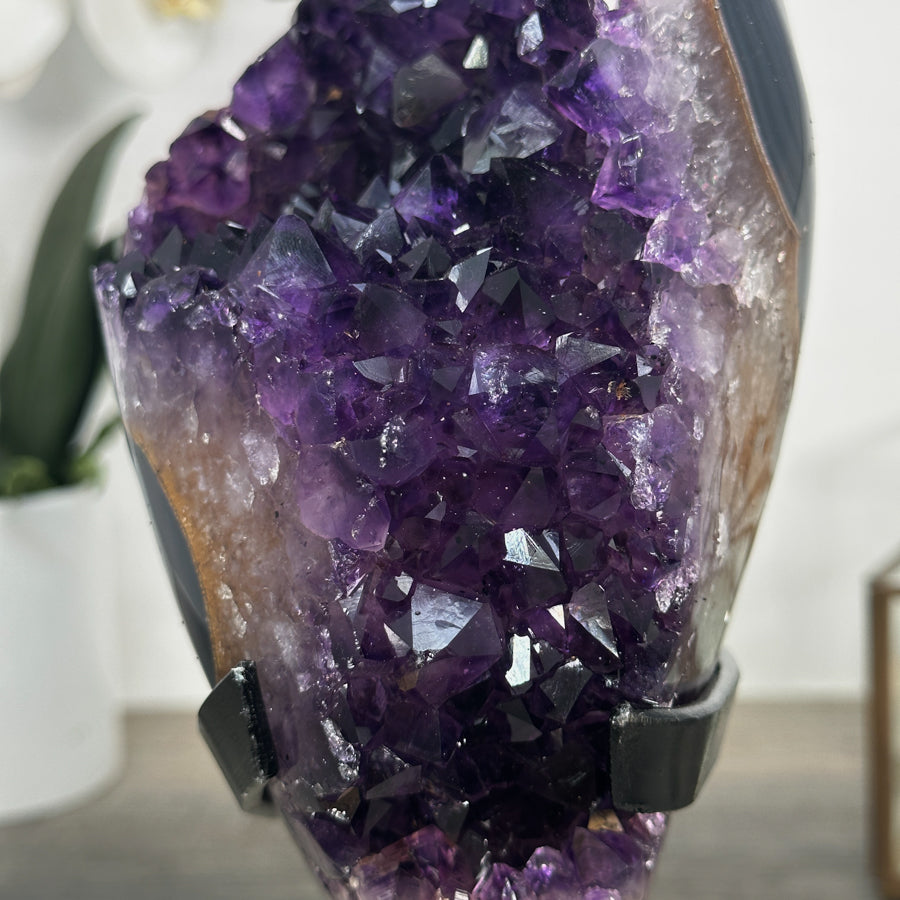 Uruguayan Amethyst &amp; Agate Crystal on Metallic Stand - MWS2206