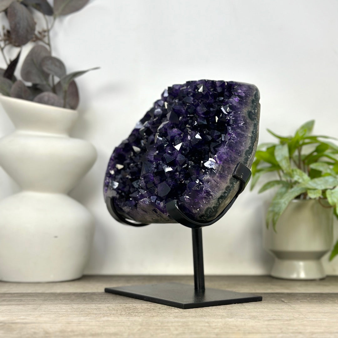 A Grade Natural Amethyst Crystal Specimen on Metal Stand - MWS3393
