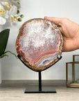 Natural Red Jasper Slice with Metallic Stand - MWS2227