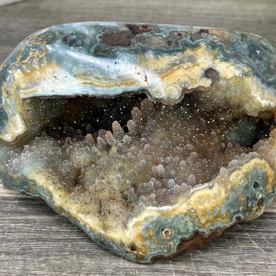 Natural Quartz &amp; Jasper Geode with Micro Stalactites Formations - STGE0039