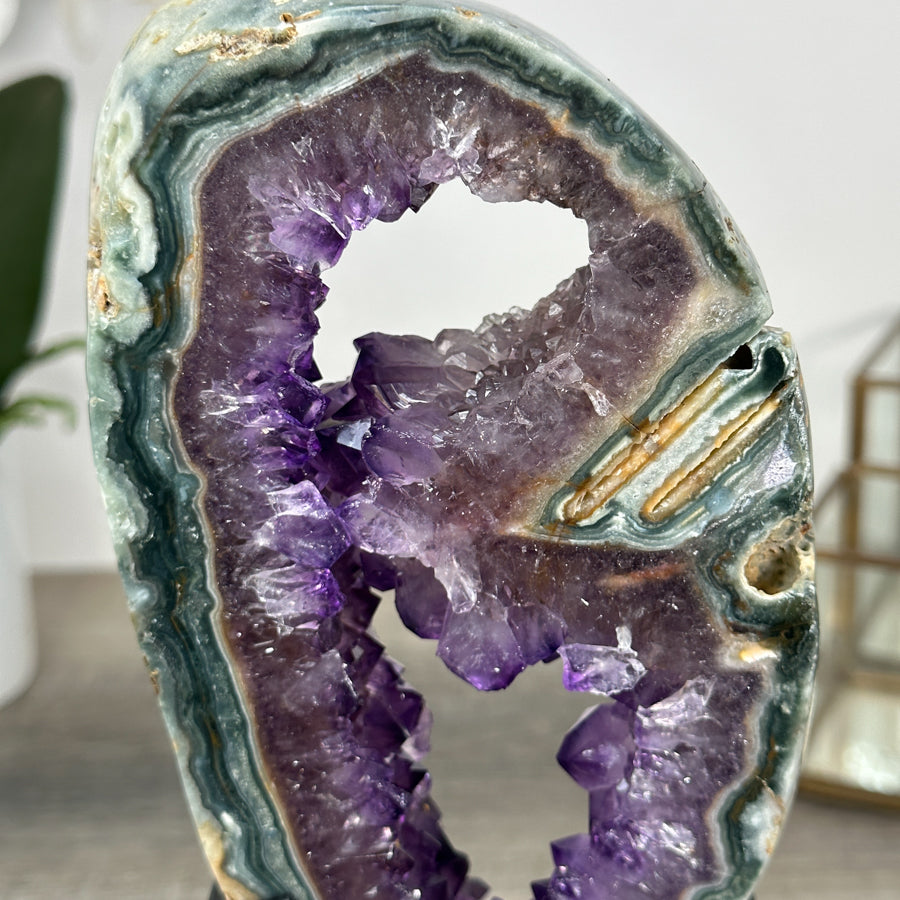 Natural Amethyst &amp; Green Jasper Slice Portal - MWS2239