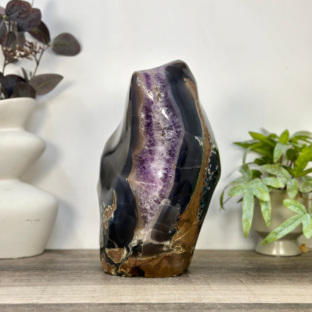 Huge Polished Sugar Amethyst &amp; Agate Geode Statement Piece - CBP1436